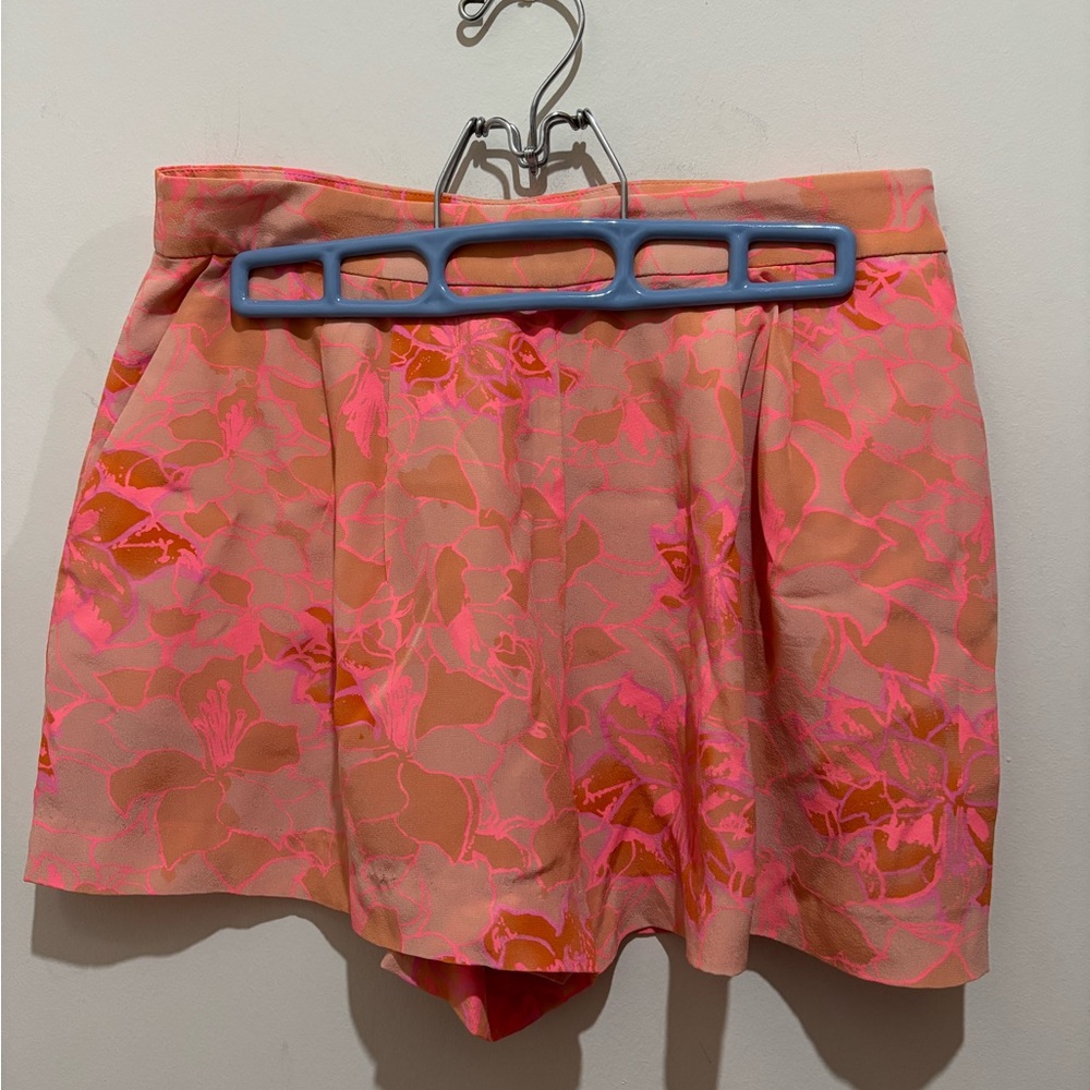 REVOLVE Rebecca Taylor silk pleated tangerine shorts, side seam pocket like new